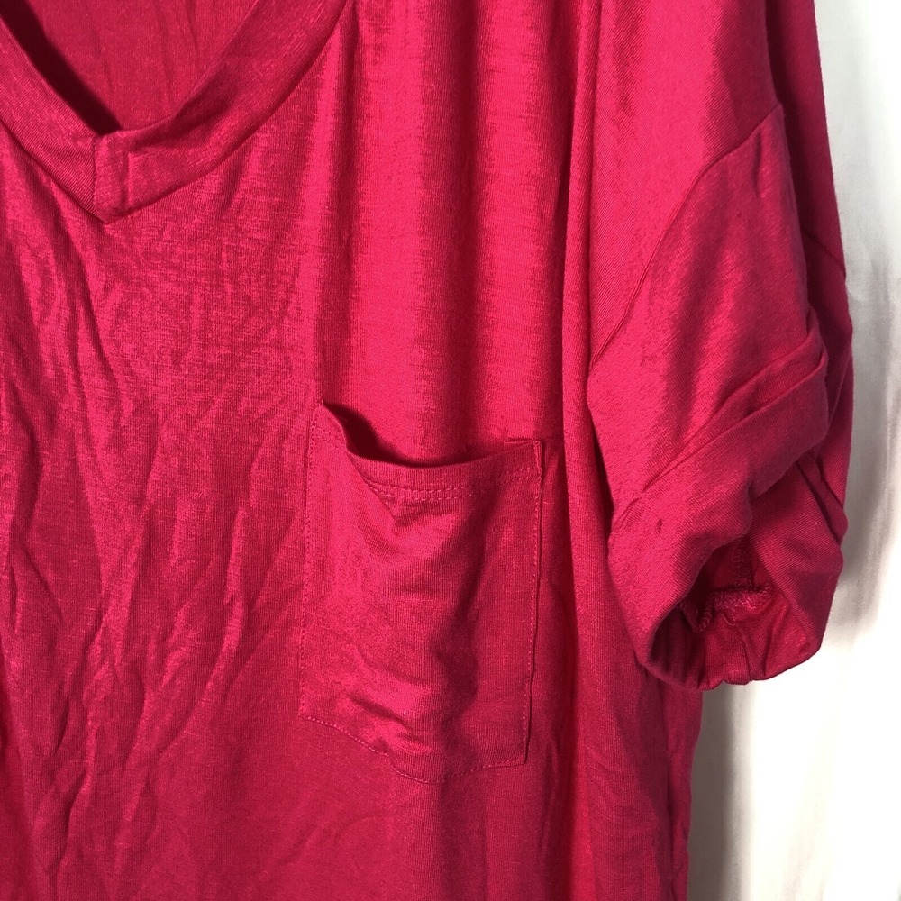 Blumin Apparel Women's Pink Short Sleeve T-Shirt w Cuffed Sleeve & Pocket - 2XL - Picture 3 of 10